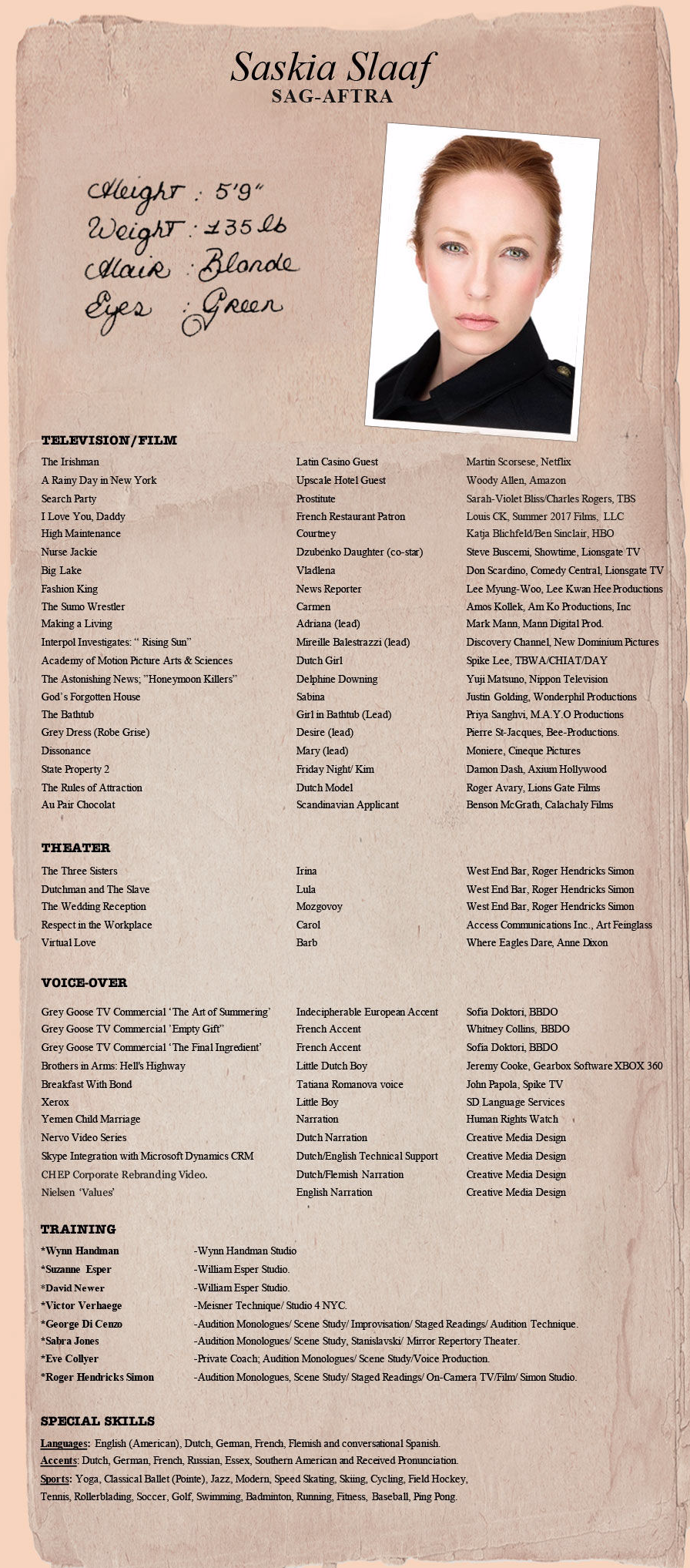 Saskia Slaaf - Resume